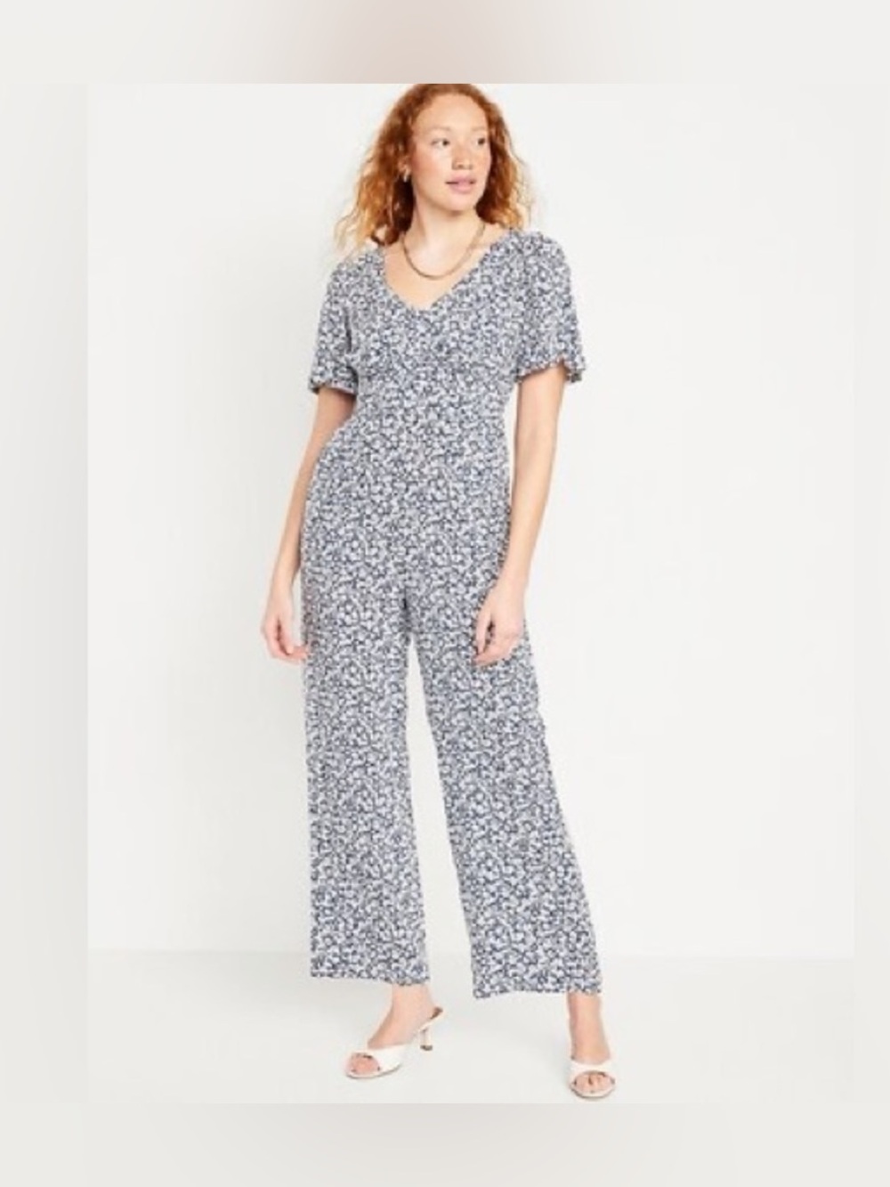 Old Navy Waist Defined Puff Sleeve Jumpsuit - L - EUC!